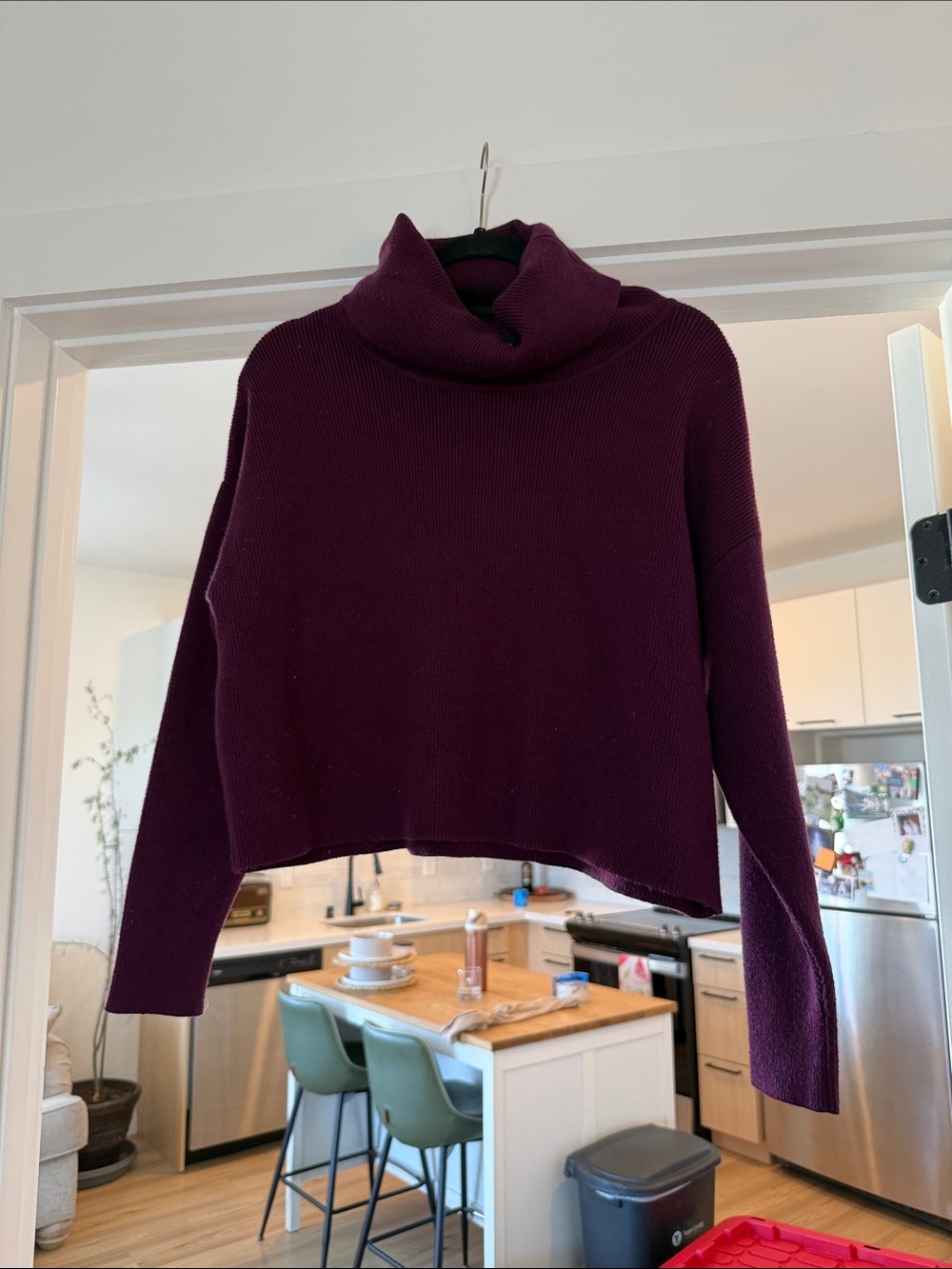 Lulu's Deep Plum Cropped Turtleneck Sweater